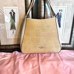 Kate Spade New York Jackson Straw Medium Triple Compartment Shoulder Bag.